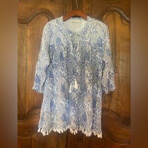 Roller Rabbit Blue and White Floral Top